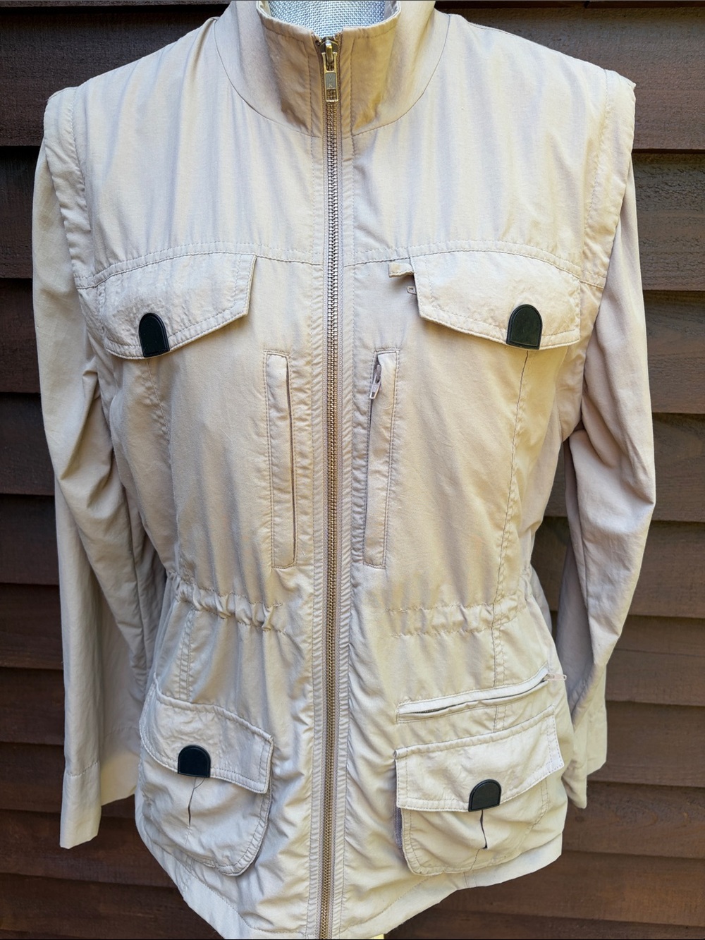 Magellan Outdoors Light Beige Convertible Utility Jacket Vest with Zip Front